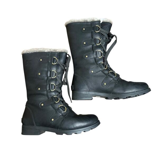 Sorel Black Winter Boots with Sturdy Rubber Sole - Picture 1 of 9